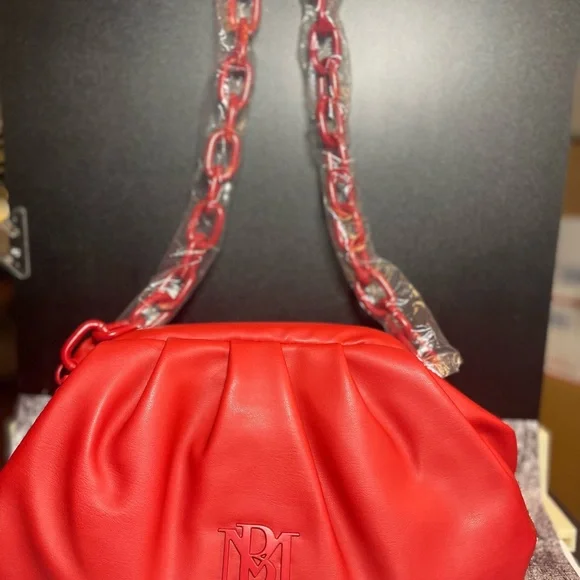Badgley Mischka Bold Red Clutch with Chain - Picture 7 of 7